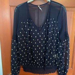 Free People navy blouse